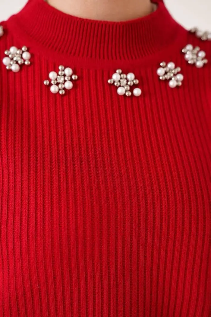 Ensemble Tricot rouge Perlé - Confort au Quotidien – Image 4