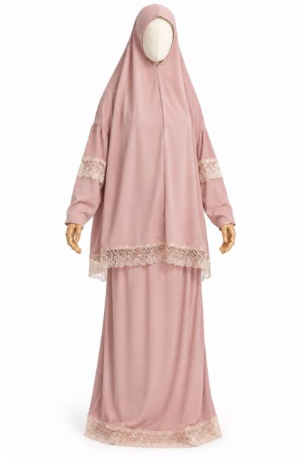 Tenue de prière femme rose avec manches en lycra