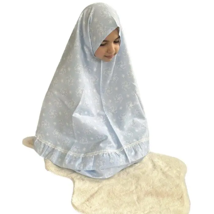 Tenue de prière enfant bleue - Pureté florale – Image 2
