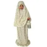 Tenue de prière enfant jaune avec motifs floraux, de Belle et Voilée