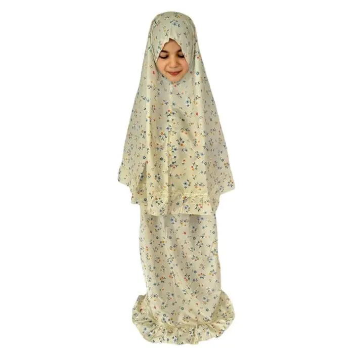 Tenue de prière enfant jaune clair - Douceur florale – Image 2