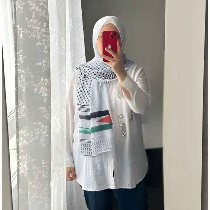 Hijab imprimé crêpe Keffieh Palestine Belle et Voilée
