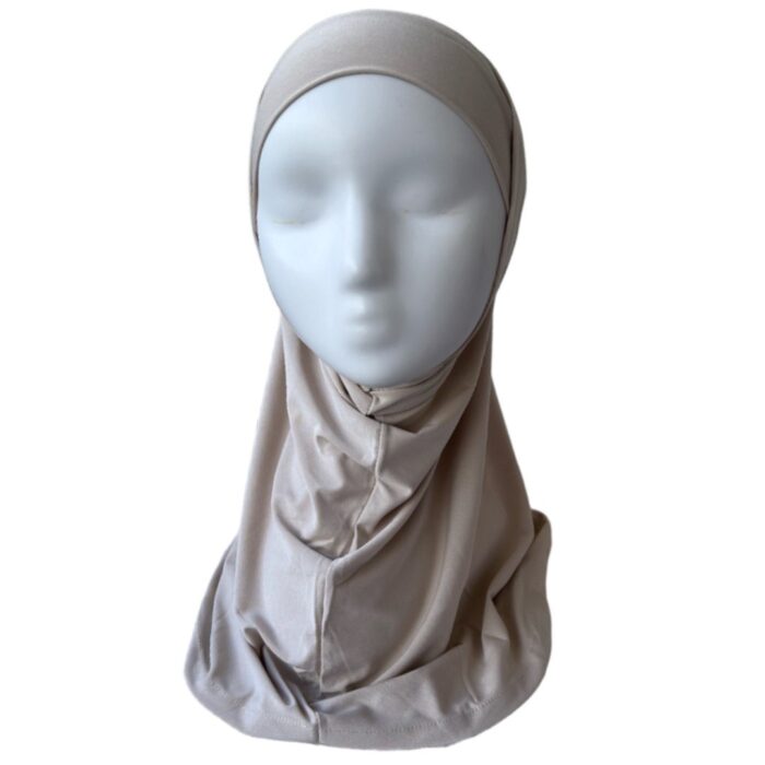 Hijab 2 Pièces en lycra beige rosé – Modernité et Confort – Image 4