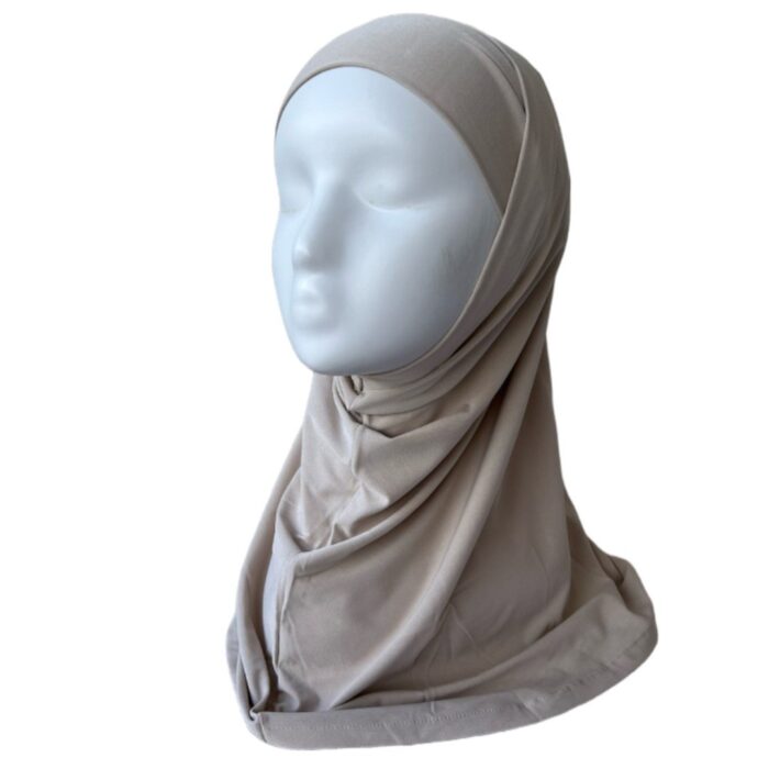 Hijab 2 Pièces en lycra beige rosé – Modernité et Confort – Image 3