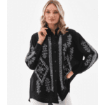 Tunique longue noire brodée, avec motifs scintillants - Élégance et confort pour l'été