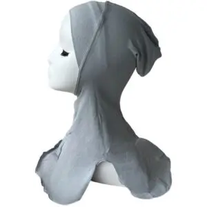 Bonnet intégral gris en viscose, sous-hijab confortable et opaque, idéal pour hijabs en mousseline ou crêpe