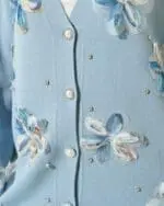 Ensemble Tricot 2 Pièces bleu clair avec Fleurs en 3D - Confort et Élégance – Image 2