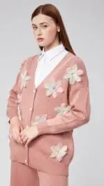 Ensemble Tricot 2 Pièces rose avec Fleurs en 3D - Confort et Élégance – Image 4