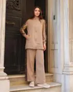 Ensemble 2 pièces en coton beige – Sport chic urbain – Image 2