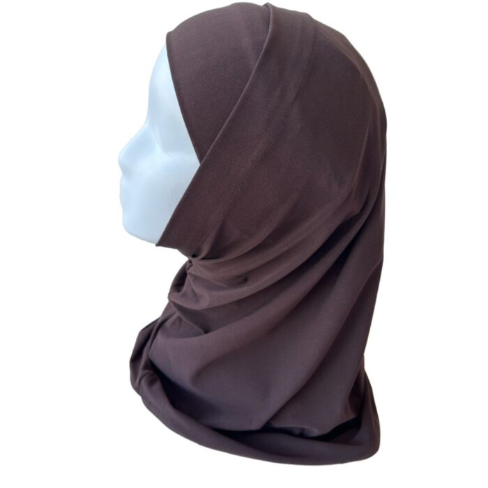 Hijab 2 Pièces en lycra marron – Esprit syrien – Image 4