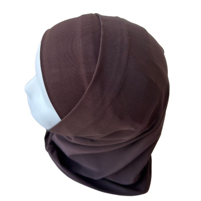 Hijab 2 Pièces en lycra marron – Esprit syrien – Image 3