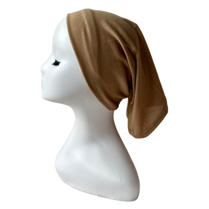 Sous-Hijab Tube Large en Coton Beige Foncé – Confort Enveloppant – Image 2