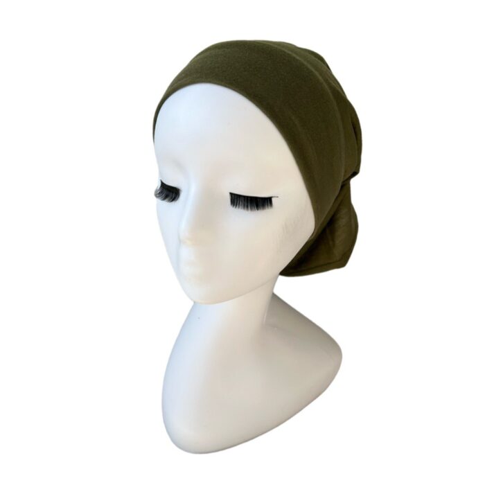 Sous-Hijab Tube Large en Coton Vert Kaki – Confort Enveloppant – Image 2