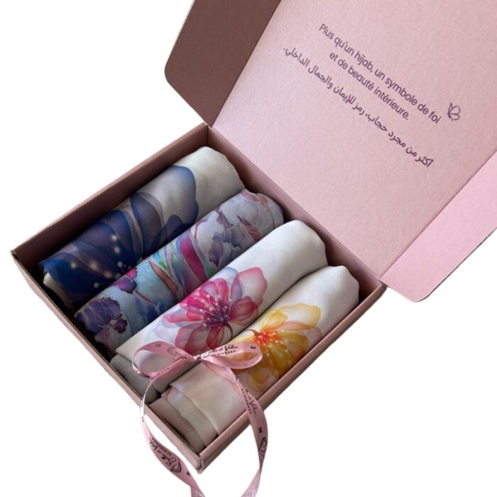Box Hijab en crêpe avec fleurs zoom