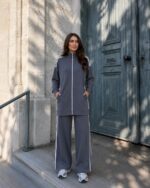 Grey Cotton 2-Piece Sportswear Set