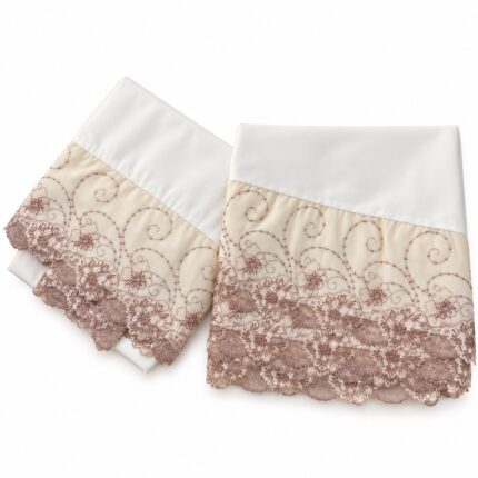 Tenue de prière femme sans manches blanc cassé à dentelle dorée et bronze