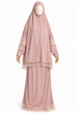 Tenue de prière femme rose avec manches en lycra