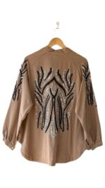Cardigan long brodé brun-beige – Léger et élégant pour le Printemps-Été – Image 6