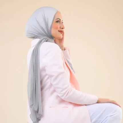 Hijab gris effet Cachemire léger et fluide, légèrement transparent