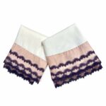 Women’s opaque off-white prayer set with purple lace – Traditional Syrian model