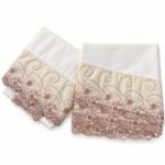 Tenue de prière femme sans manches blanc cassé à dentelle dorée et bronze